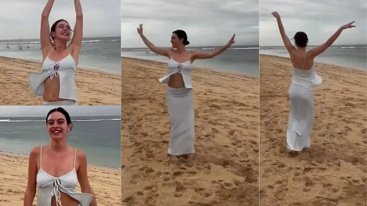 Melis Sezen dancing under the rain in Bali