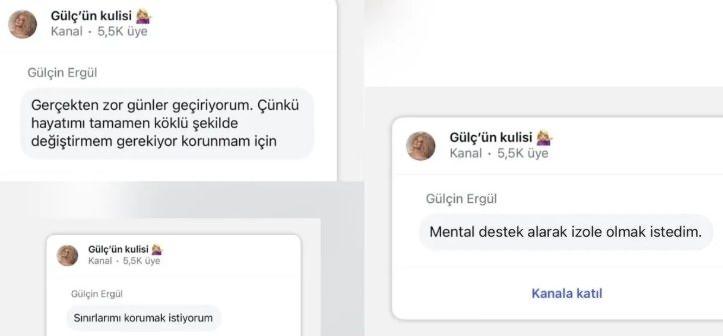 Gulcin Ergul social media post about mental health and isolation