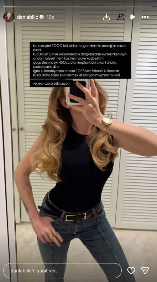 Social media influencer Danla Bilic showing her latest weight loss transformation