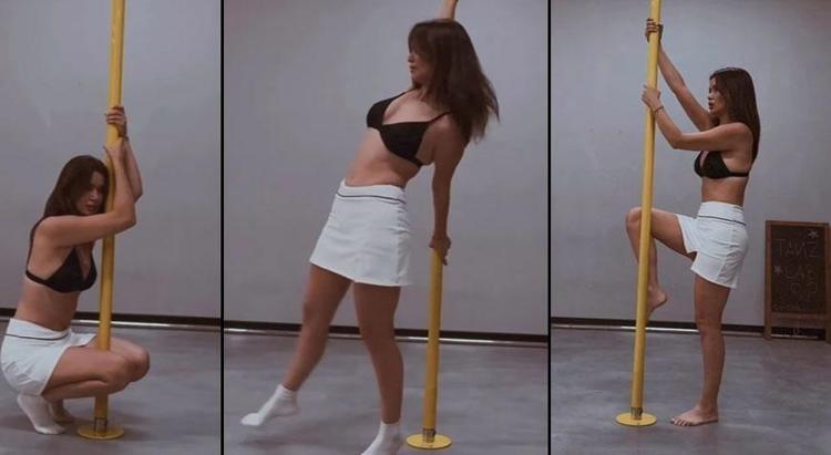 Seray Kaya pole dancing training session