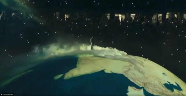 Kanye West performing in front of a record-breaking crowd at Istanbul Ataturk Olympic Stadium